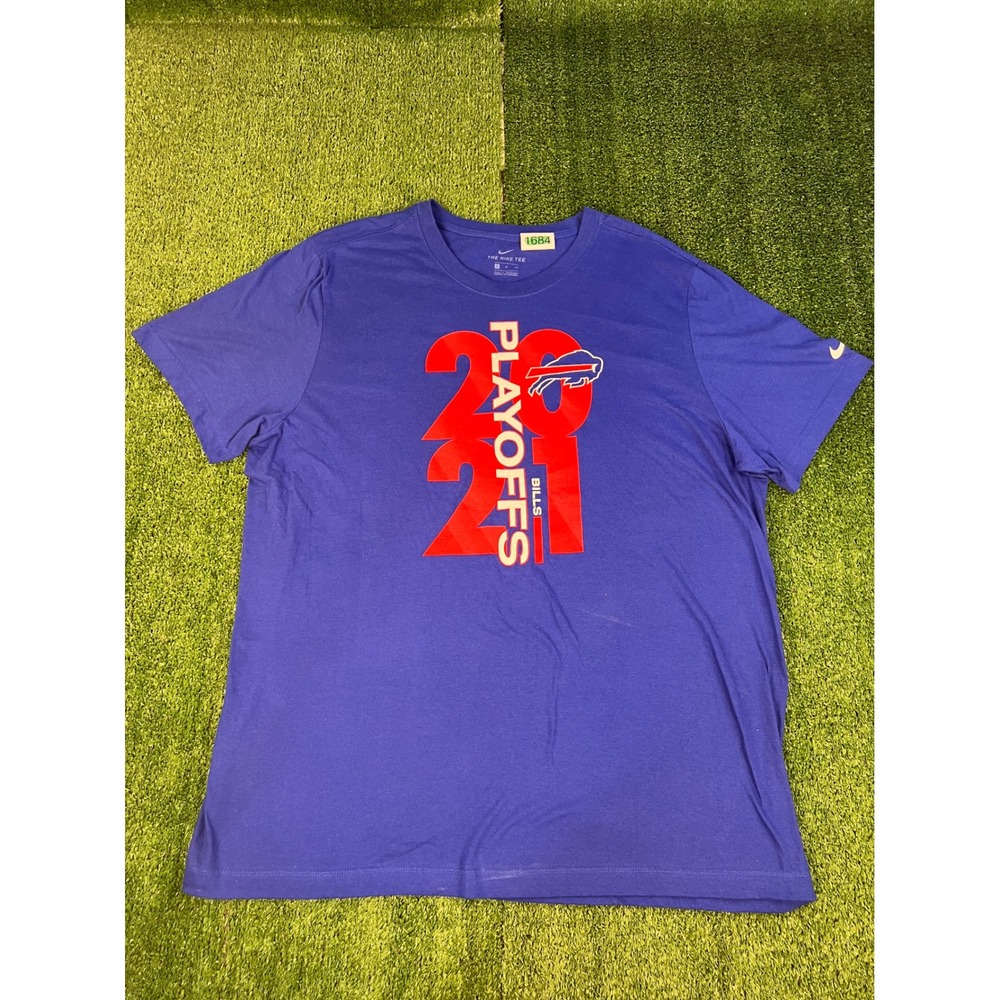 Nike Buffalo Bills 2021 Playoffs T-Shirt Mens XL Blue Short Sleeve NFL Graphic